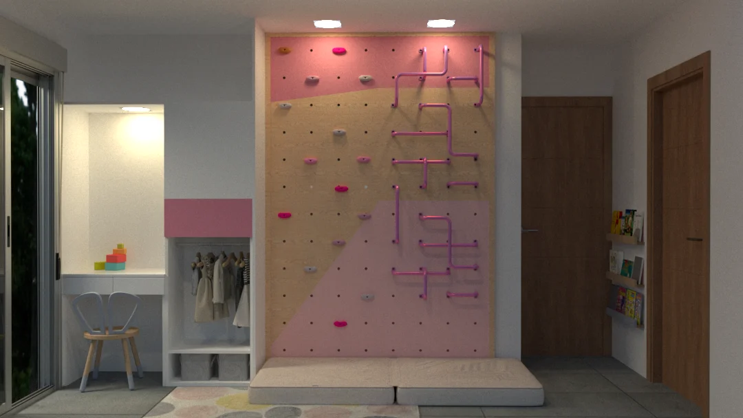 Diseño GoMax Kids con rocódromo infantil y rincón de lectura para Aroha