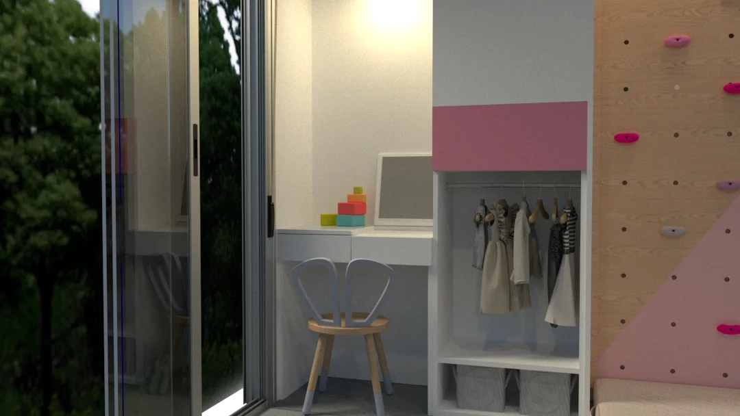 Habitación infantil GoMax Kids con rincón de juego simbólico, maquillaje y armario Montessori