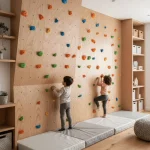 Panel de trepa infantil integrado en un espacio luminoso