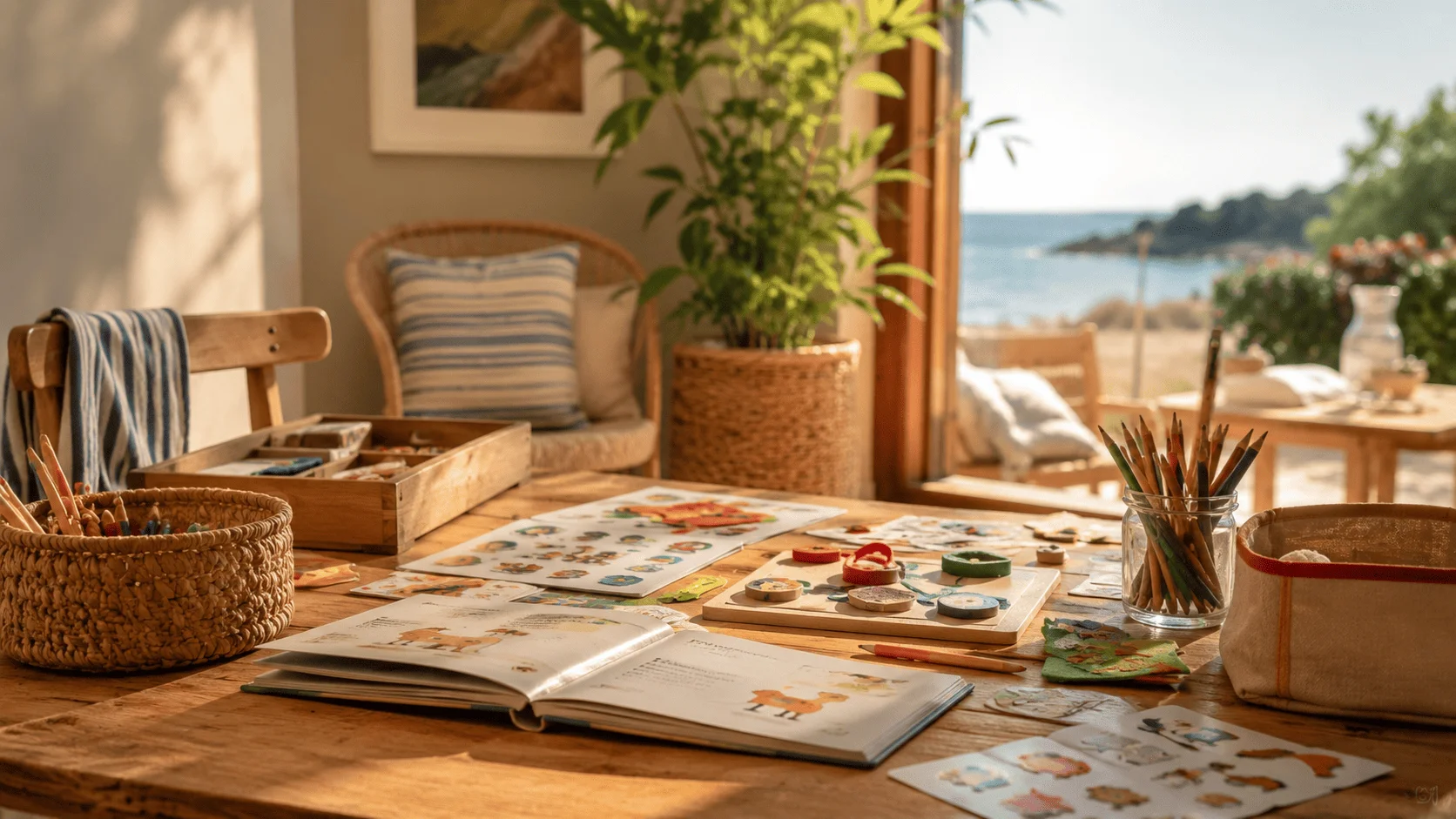 Materiales de juego creativo, cuentos y propuestas de actividad para niños en vacaciones como alternativa al móvil