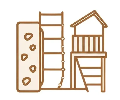 Estructuras de escalada y zonas elevadas para espacios infantiles