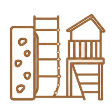 Estructuras de escalada y zonas elevadas para espacios infantiles